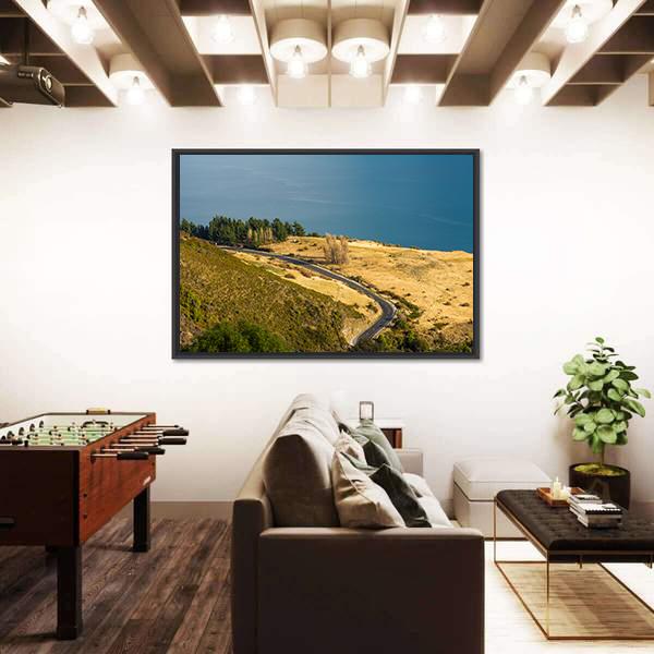 View Of Road Along Lake Wakatipu Canvas Wall Art-3 Horizontal-Gallery Wrap-25" x 16"-Tiaracle