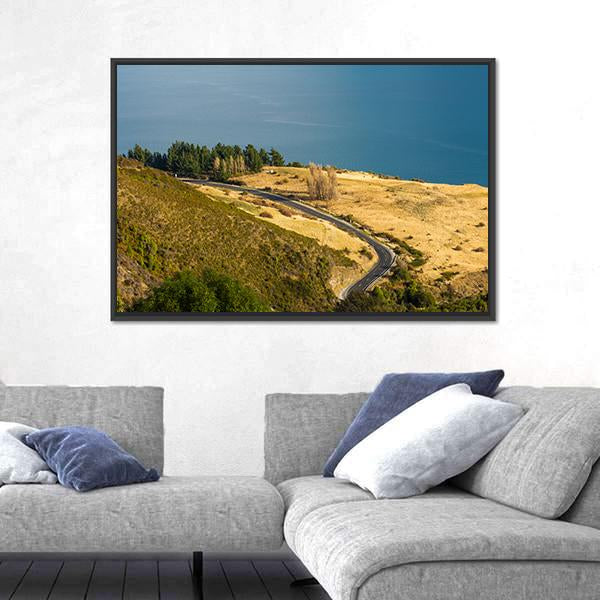 View Of Road Along Lake Wakatipu Canvas Wall Art-3 Horizontal-Gallery Wrap-25" x 16"-Tiaracle