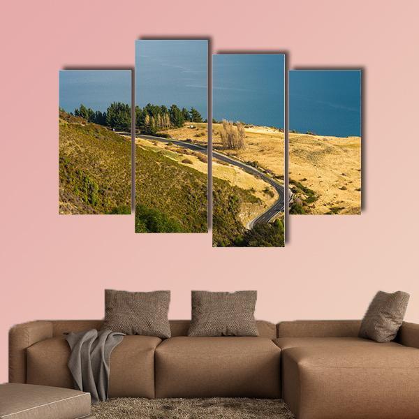 View Of Road Along Lake Wakatipu Canvas Wall Art-4 Pop-Gallery Wrap-50" x 32"-Tiaracle