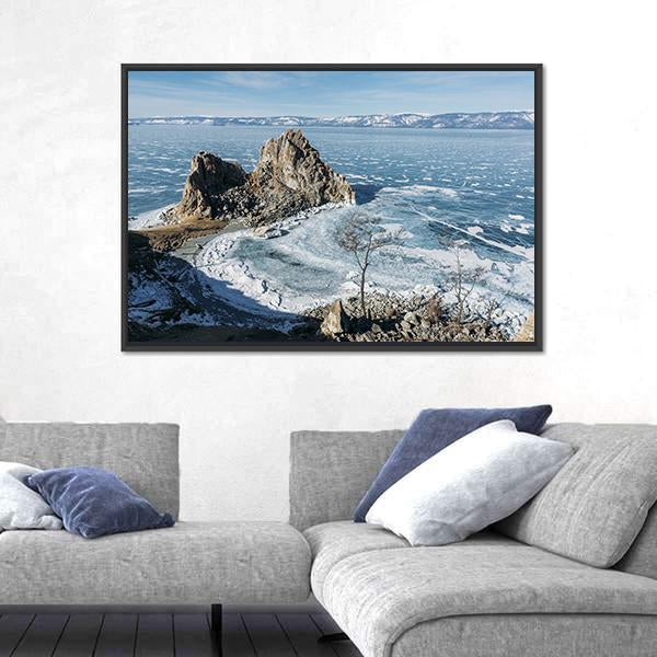 View Of Rock Formations On Lake Baikal Canvas Wall Art-3 Horizontal-Gallery Wrap-25" x 16"-Tiaracle