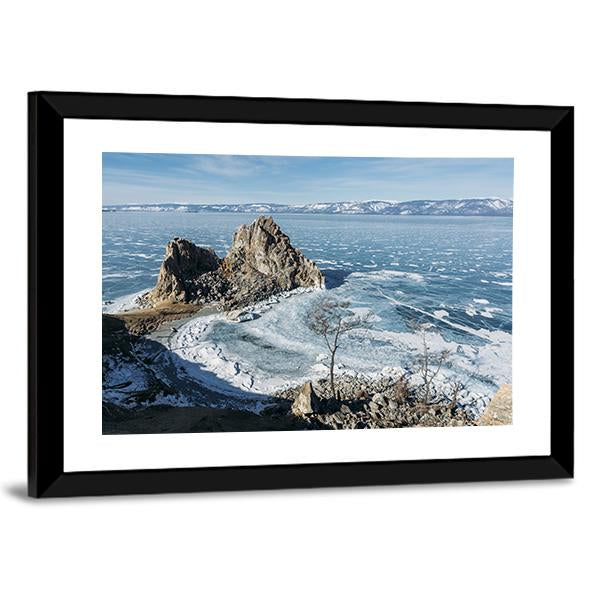 View Of Rock Formations On Lake Baikal Canvas Wall Art-3 Horizontal-Gallery Wrap-25" x 16"-Tiaracle