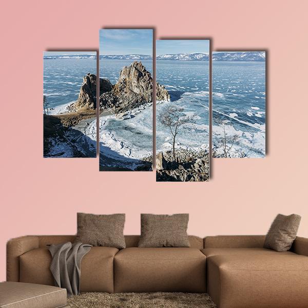 View Of Rock Formations On Lake Baikal Canvas Wall Art-4 Pop-Gallery Wrap-50" x 32"-Tiaracle