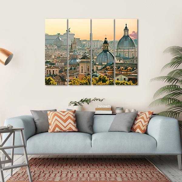 View Of Rome From Castel Sant'Angelo Italy Canvas Wall Art-4 Horizontal-Gallery Wrap-34" x 24"-Tiaracle