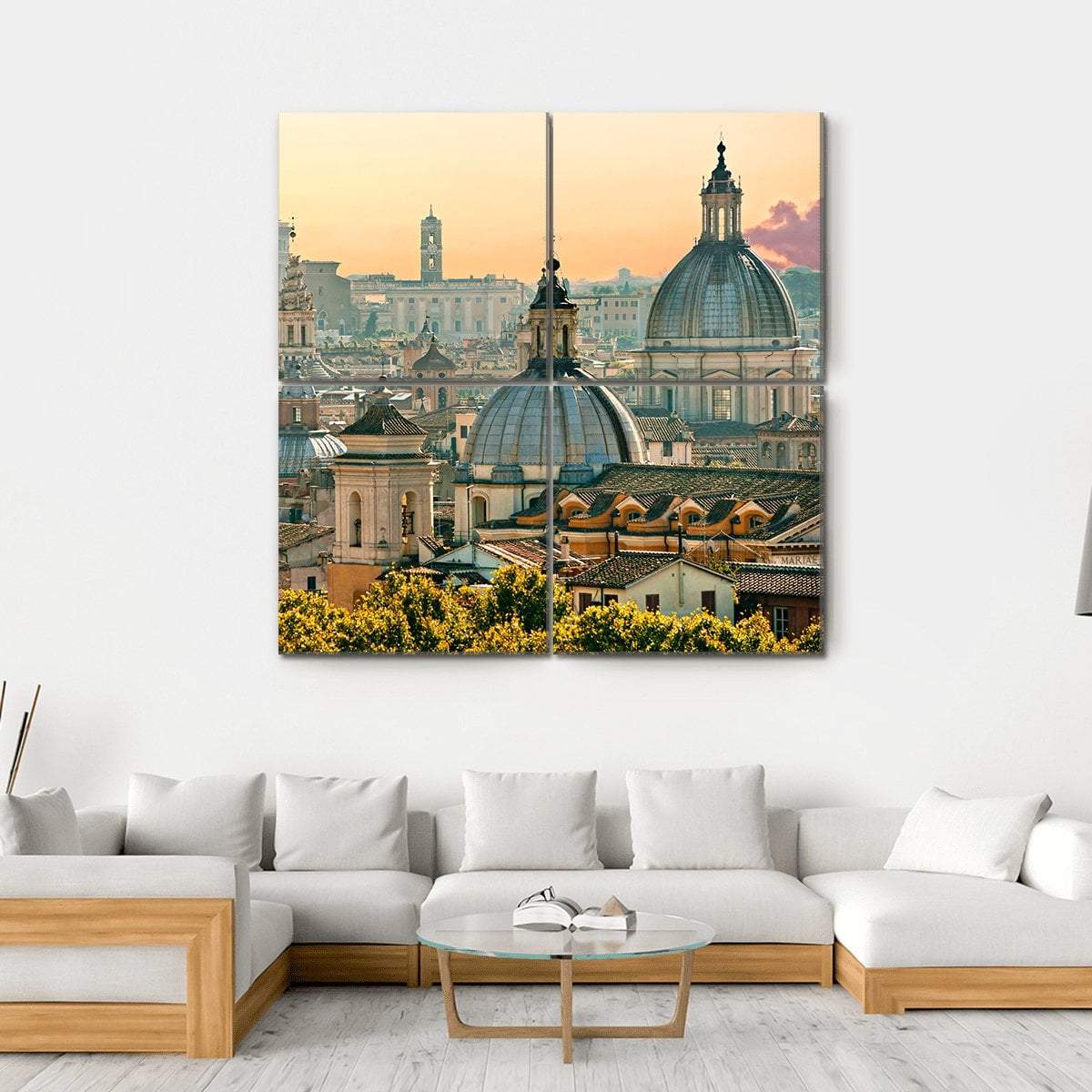 View Of Rome From Castel Sant'Angelo Italy Canvas Wall Art-4 Square-Gallery Wrap-17" x 17"-Tiaracle