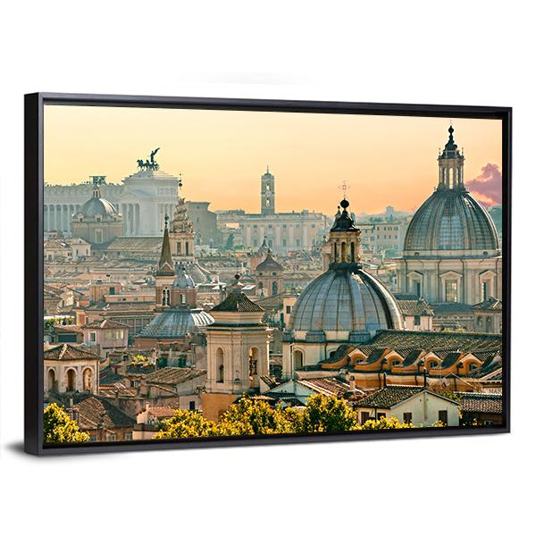 View Of Rome From Castel Sant'Angelo Italy Canvas Wall Art-3 Horizontal-Gallery Wrap-25" x 16"-Tiaracle