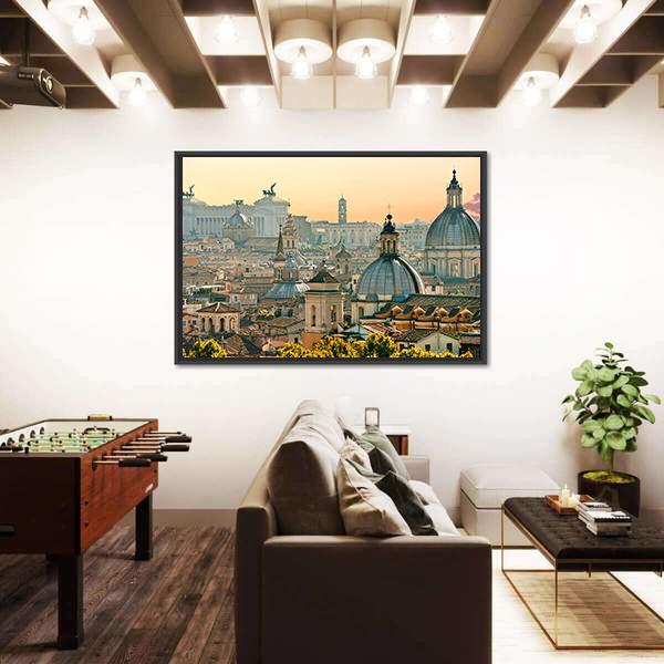 View Of Rome From Castel Sant'Angelo Italy Canvas Wall Art-3 Horizontal-Gallery Wrap-25" x 16"-Tiaracle