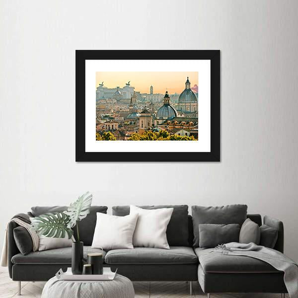 View Of Rome From Castel Sant'Angelo Italy Canvas Wall Art-5 Horizontal-Gallery Wrap-22" x 12"-Tiaracle