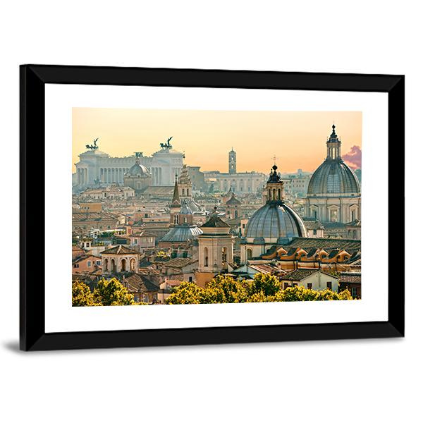 View Of Rome From Castel Sant'Angelo Italy Canvas Wall Art-3 Horizontal-Gallery Wrap-25" x 16"-Tiaracle