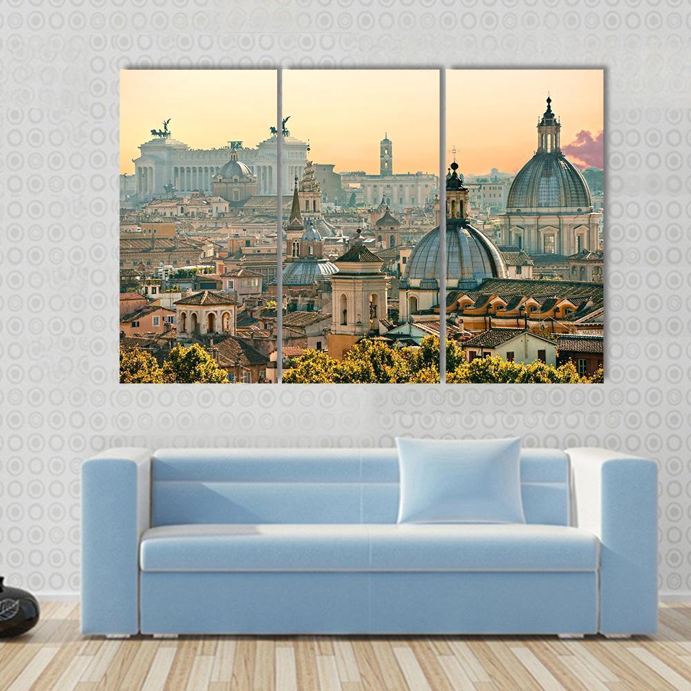 View Of Rome From Castel Sant'Angelo Italy Canvas Wall Art-3 Horizontal-Gallery Wrap-37" x 24"-Tiaracle