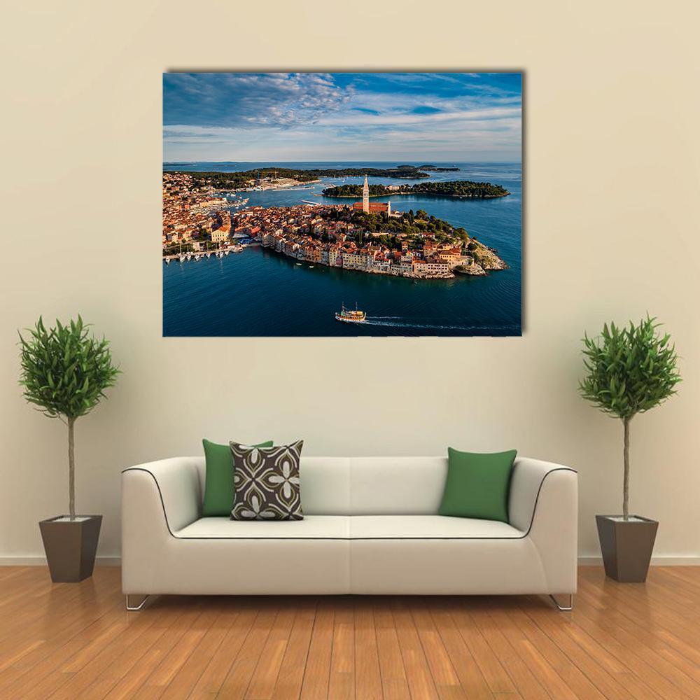 View Of Rovinj City At Sunset Canvas Wall Art-5 Horizontal-Gallery Wrap-22" x 12"-Tiaracle