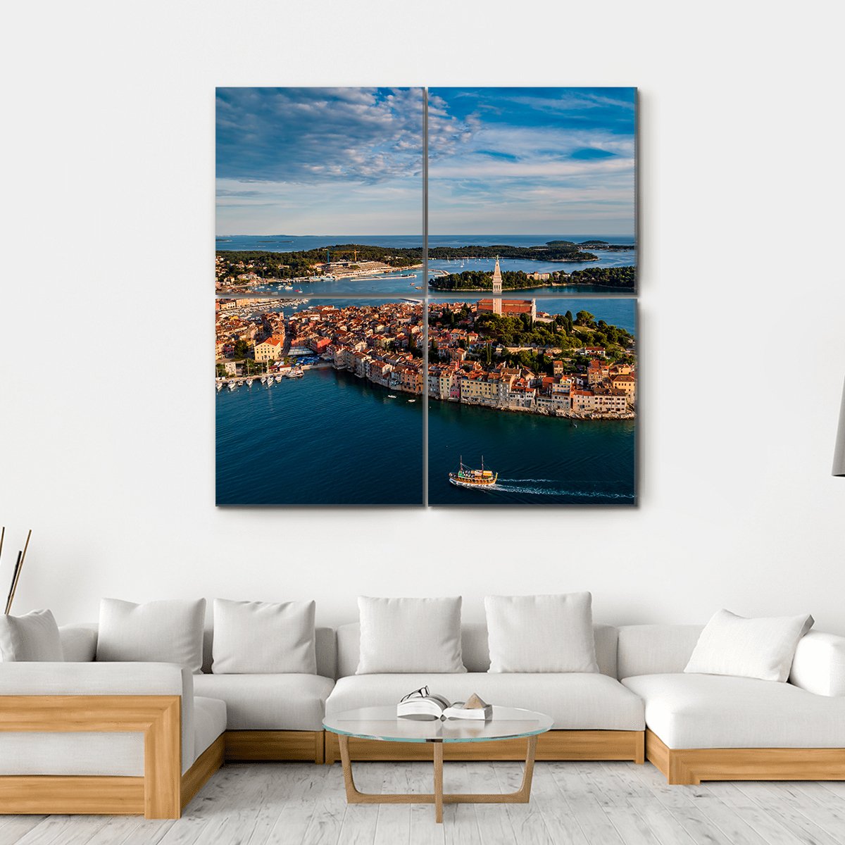 View Of Rovinj City At Sunset Canvas Wall Art-4 Square-Gallery Wrap-17" x 17"-Tiaracle