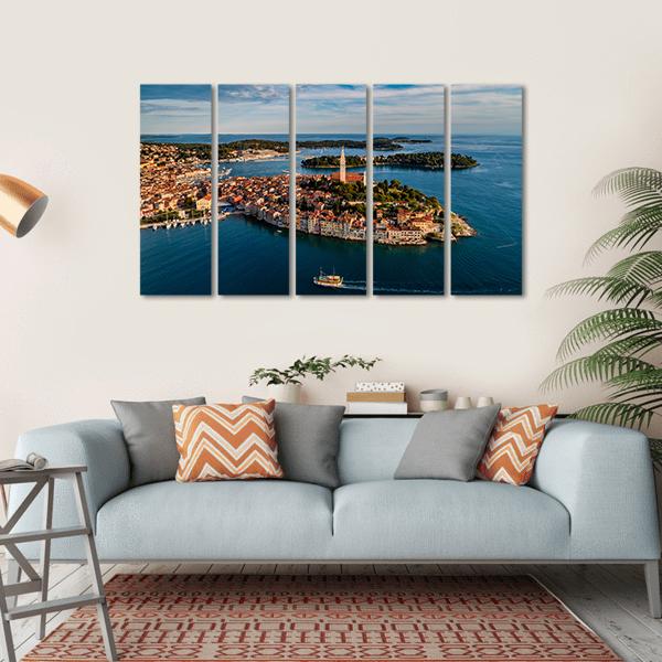View Of Rovinj City At Sunset Canvas Wall Art-5 Horizontal-Gallery Wrap-22" x 12"-Tiaracle