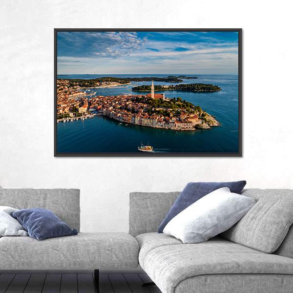 View Of Rovinj City At Sunset Canvas Wall Art-5 Horizontal-Gallery Wrap-22" x 12"-Tiaracle