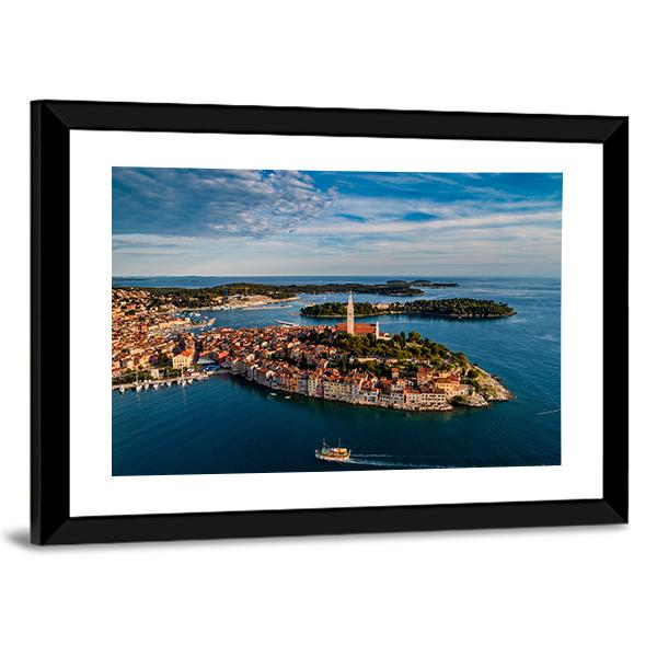 View Of Rovinj City At Sunset Canvas Wall Art-3 Horizontal-Gallery Wrap-25&quot; x 16&quot;-Tiaracle