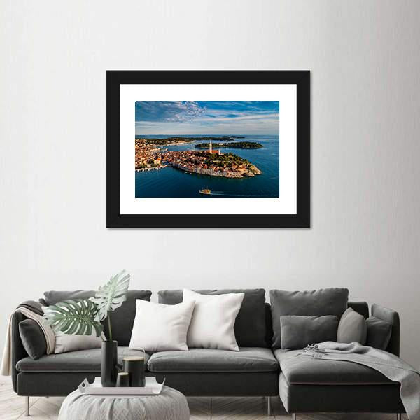 View Of Rovinj City At Sunset Canvas Wall Art-5 Horizontal-Gallery Wrap-22" x 12"-Tiaracle