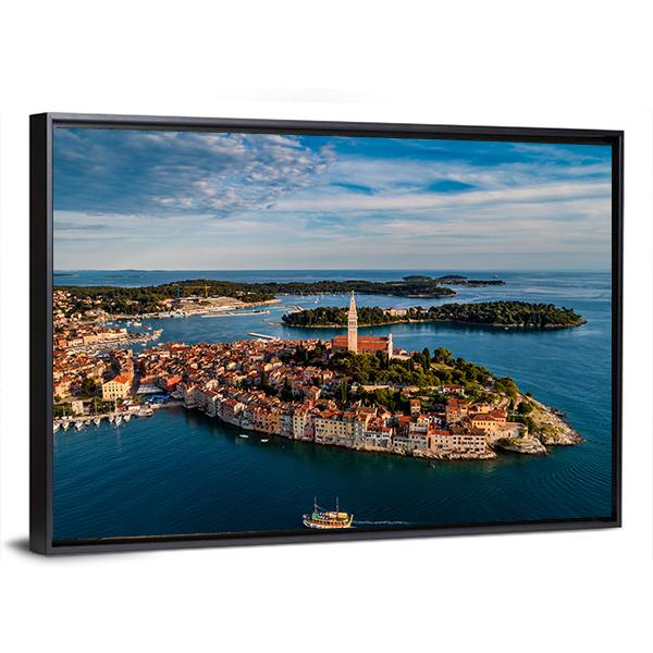 View Of Rovinj City At Sunset Canvas Wall Art-5 Horizontal-Gallery Wrap-22" x 12"-Tiaracle