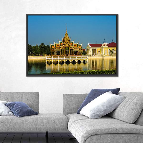 View Of Royal Summer Palace Bang Pa In In Thailand Canvas Wall Art-3 Horizontal-Gallery Wrap-25" x 16"-Tiaracle