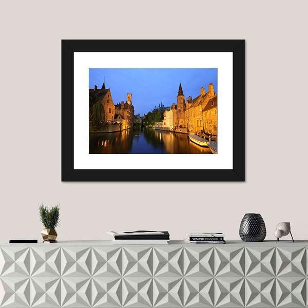 View Of Rozenhoedkaai In Brugge Canvas Wall Art-1 Piece-Framed Print-20" x 16"-Tiaracle