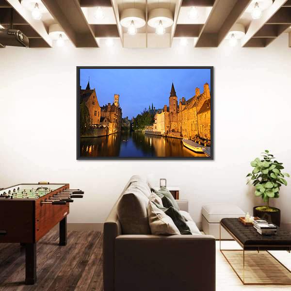 View Of Rozenhoedkaai In Brugge Canvas Wall Art-5 Horizontal-Gallery Wrap-22" x 12"-Tiaracle