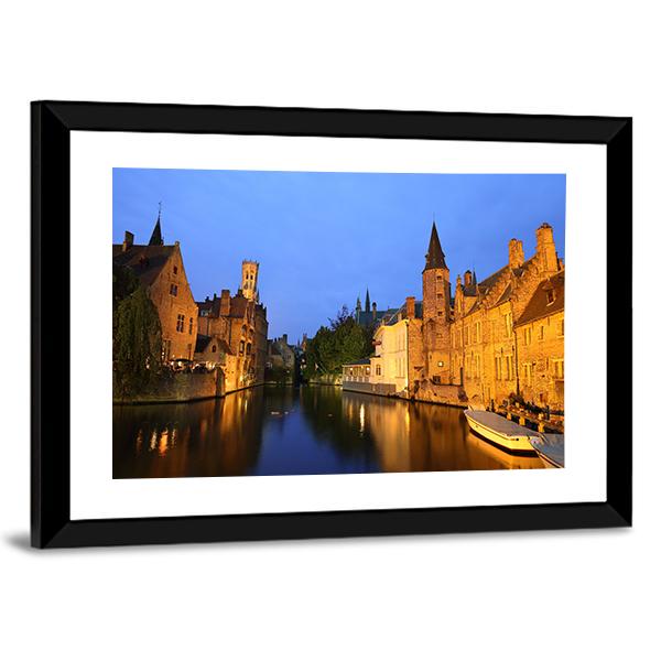 View Of Rozenhoedkaai In Brugge Canvas Wall Art-5 Horizontal-Gallery Wrap-22" x 12"-Tiaracle