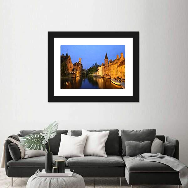 View Of Rozenhoedkaai In Brugge Canvas Wall Art-5 Horizontal-Gallery Wrap-22" x 12"-Tiaracle