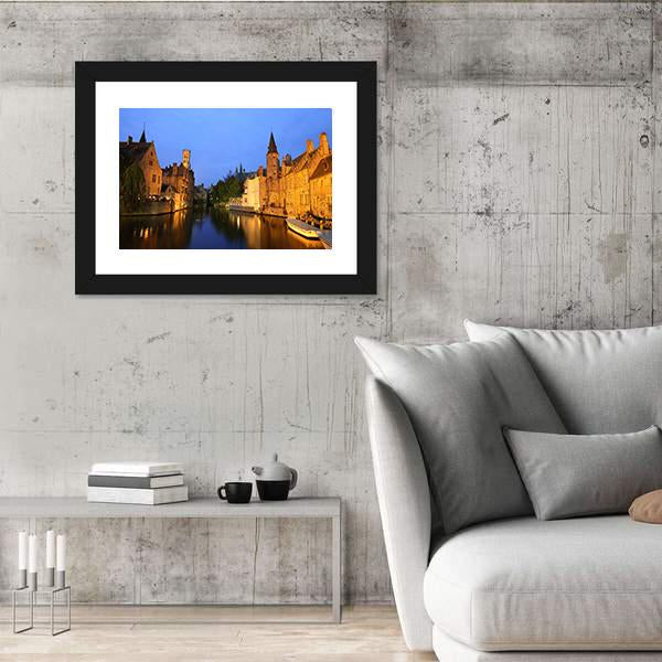 View Of Rozenhoedkaai In Brugge Canvas Wall Art-5 Horizontal-Gallery Wrap-22" x 12"-Tiaracle