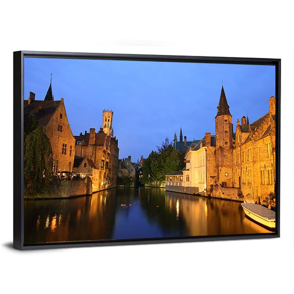 View Of Rozenhoedkaai In Brugge Canvas Wall Art-5 Horizontal-Gallery Wrap-22" x 12"-Tiaracle