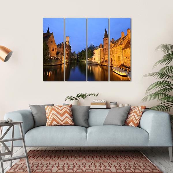 View Of Rozenhoedkaai In Brugge Canvas Wall Art-4 Horizontal-Gallery Wrap-34" x 24"-Tiaracle