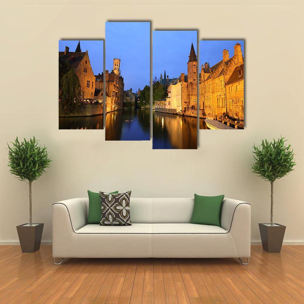 View Of Rozenhoedkaai In Brugge Canvas Wall Art-4 Pop-Gallery Wrap-50" x 32"-Tiaracle