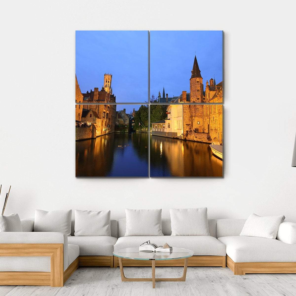 View Of Rozenhoedkaai In Brugge Canvas Wall Art-4 Square-Gallery Wrap-17" x 17"-Tiaracle