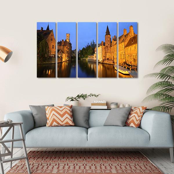 View Of Rozenhoedkaai In Brugge Canvas Wall Art-5 Horizontal-Gallery Wrap-22" x 12"-Tiaracle