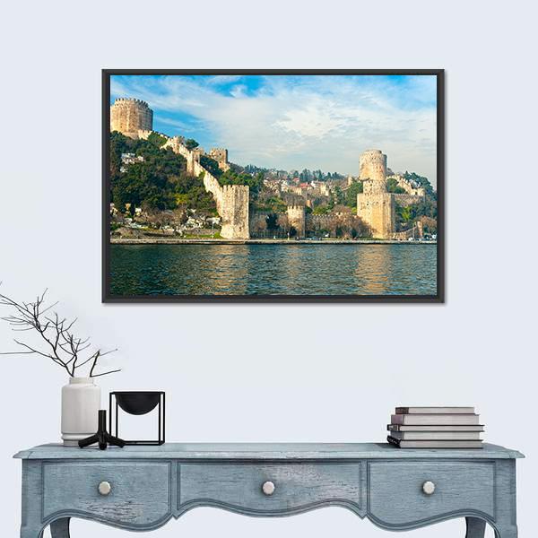 View of Rumeli Fortress In Istanbul Turkey Canvas Wall Art-1 Piece-Floating Frame-24" x 16"-Tiaracle