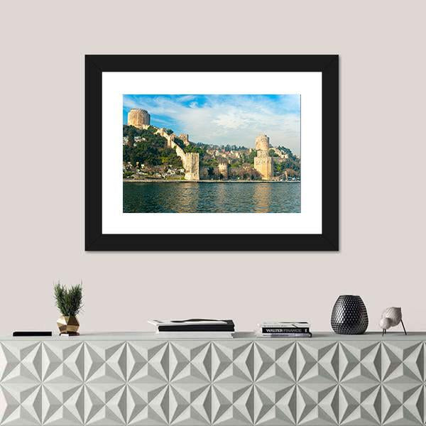 View of Rumeli Fortress In Istanbul Turkey Canvas Wall Art-1 Piece-Framed Print-20" x 16"-Tiaracle