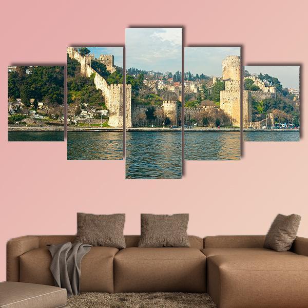 View of Rumeli Fortress In Istanbul Turkey Canvas Wall Art-5 Star-Gallery Wrap-62" x 32"-Tiaracle