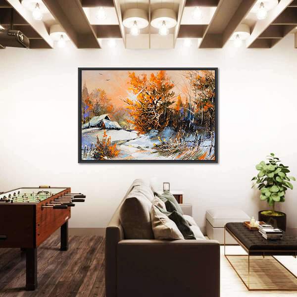 View Of Rural Winter Landscape Canvas Wall Art-5 Horizontal-Gallery Wrap-22" x 12"-Tiaracle