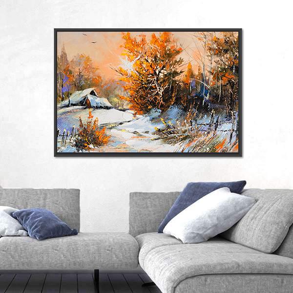 View Of Rural Winter Landscape Canvas Wall Art-5 Horizontal-Gallery Wrap-22" x 12"-Tiaracle