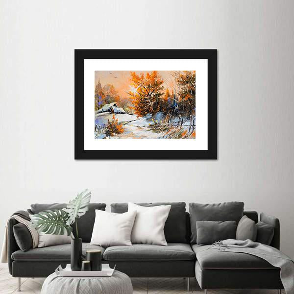 View Of Rural Winter Landscape Canvas Wall Art-5 Horizontal-Gallery Wrap-22" x 12"-Tiaracle