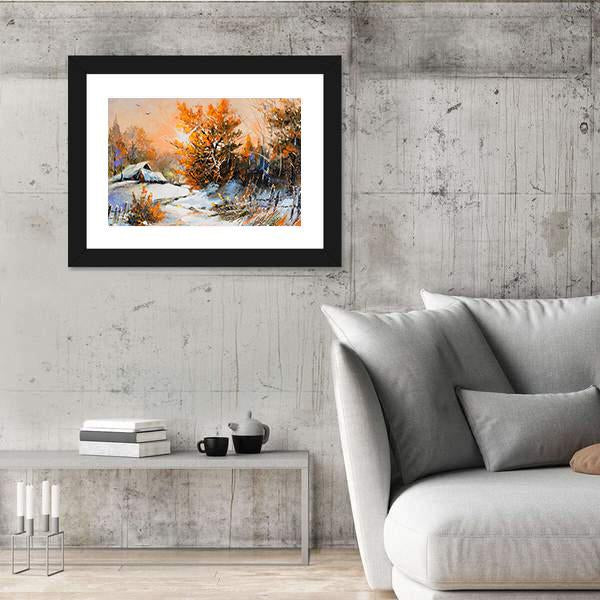 View Of Rural Winter Landscape Canvas Wall Art-5 Horizontal-Gallery Wrap-22" x 12"-Tiaracle