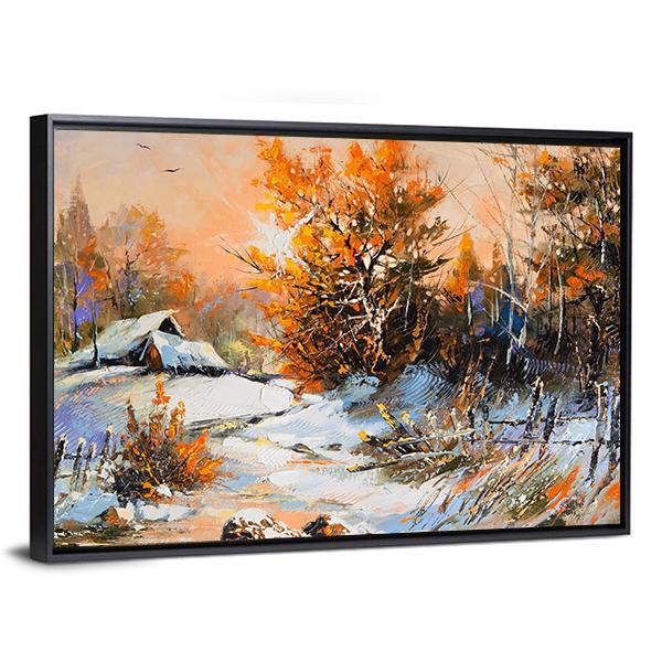 View Of Rural Winter Landscape Canvas Wall Art-5 Horizontal-Gallery Wrap-22" x 12"-Tiaracle
