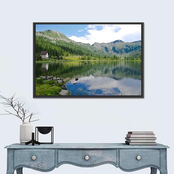 View Of S Giuliano Lake Canvas Wall Art-1 Piece-Floating Frame-24" x 16"-Tiaracle