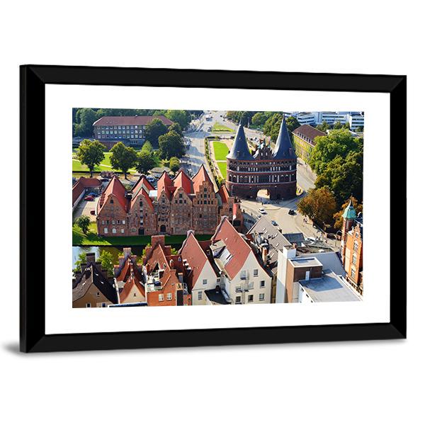 View Of Salzspeicher And Holstentor Gate In Lubeck Canvas Wall Art-3 Horizontal-Gallery Wrap-25" x 16"-Tiaracle