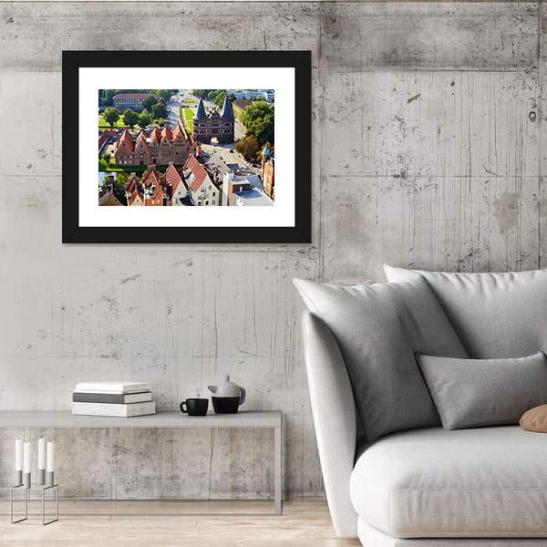 View Of Salzspeicher And Holstentor Gate In Lubeck Canvas Wall Art-3 Horizontal-Gallery Wrap-25" x 16"-Tiaracle