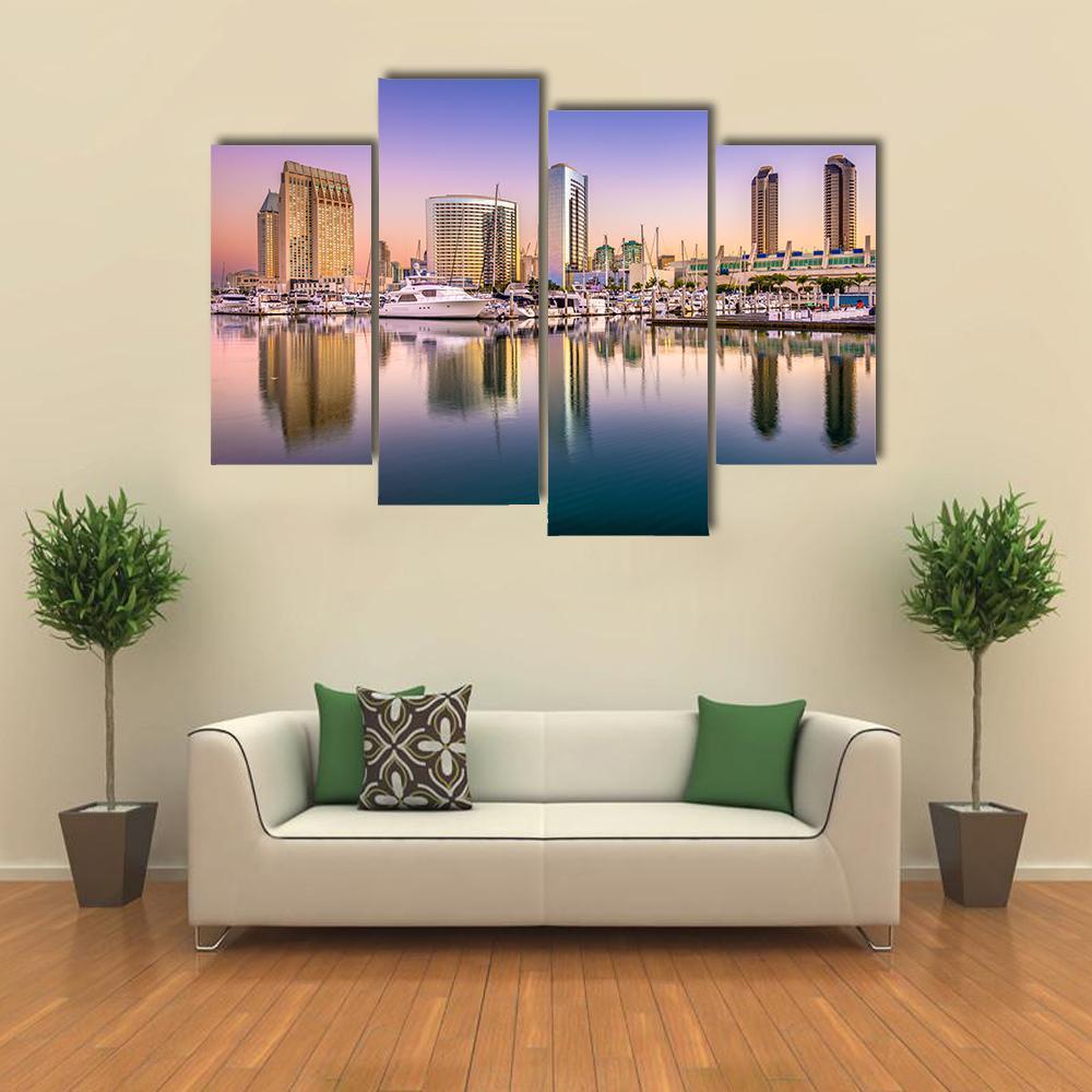 View Of San Diego Cityscape At Night Canvas Wall Art-4 Pop-Gallery Wrap-50" x 32"-Tiaracle