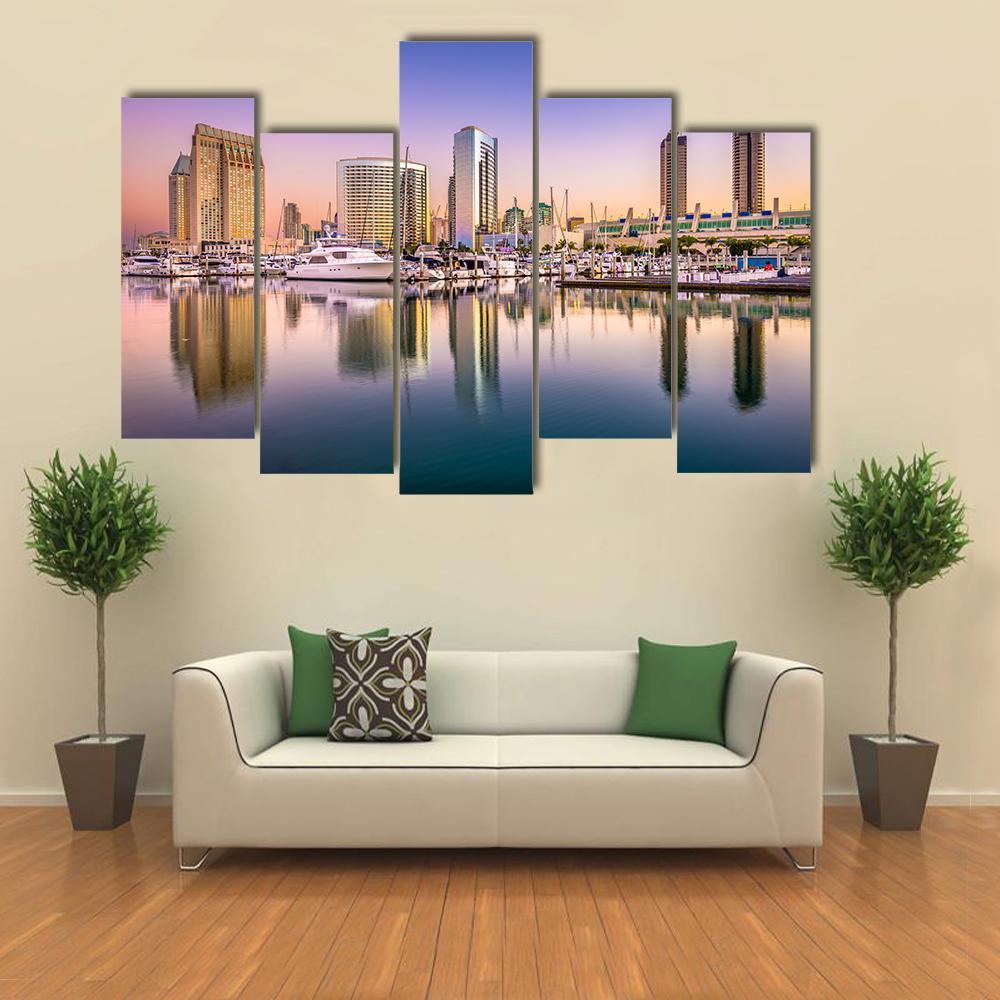 View Of San Diego Cityscape At Night Canvas Wall Art-4 Pop-Gallery Wrap-50" x 32"-Tiaracle