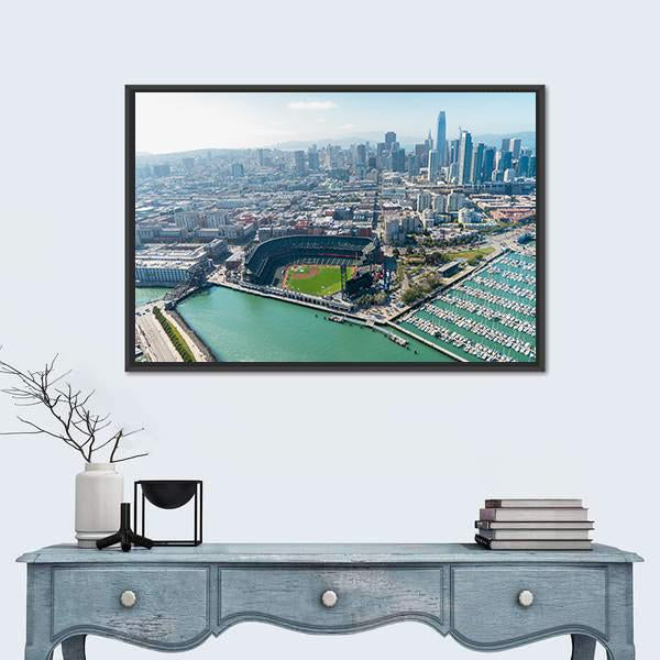 View Of San Francisco Skyline Canvas Wall Art-1 Piece-Floating Frame-24" x 16"-Tiaracle