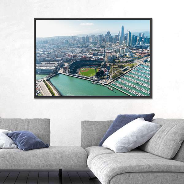 View Of San Francisco Skyline Canvas Wall Art-3 Horizontal-Gallery Wrap-25" x 16"-Tiaracle