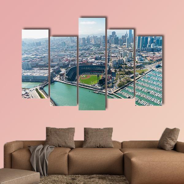 View Of San Francisco Skyline Canvas Wall Art-5 Pop-Gallery Wrap-47" x 32"-Tiaracle