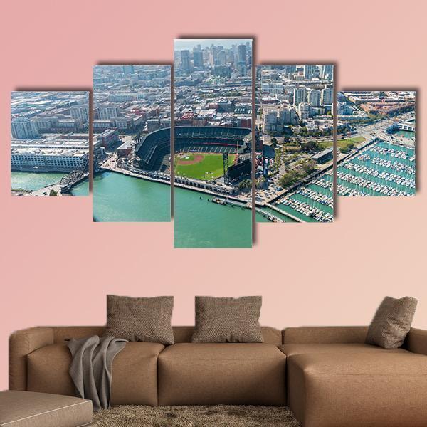 View Of San Francisco Skyline Canvas Wall Art-5 Star-Gallery Wrap-62" x 32"-Tiaracle