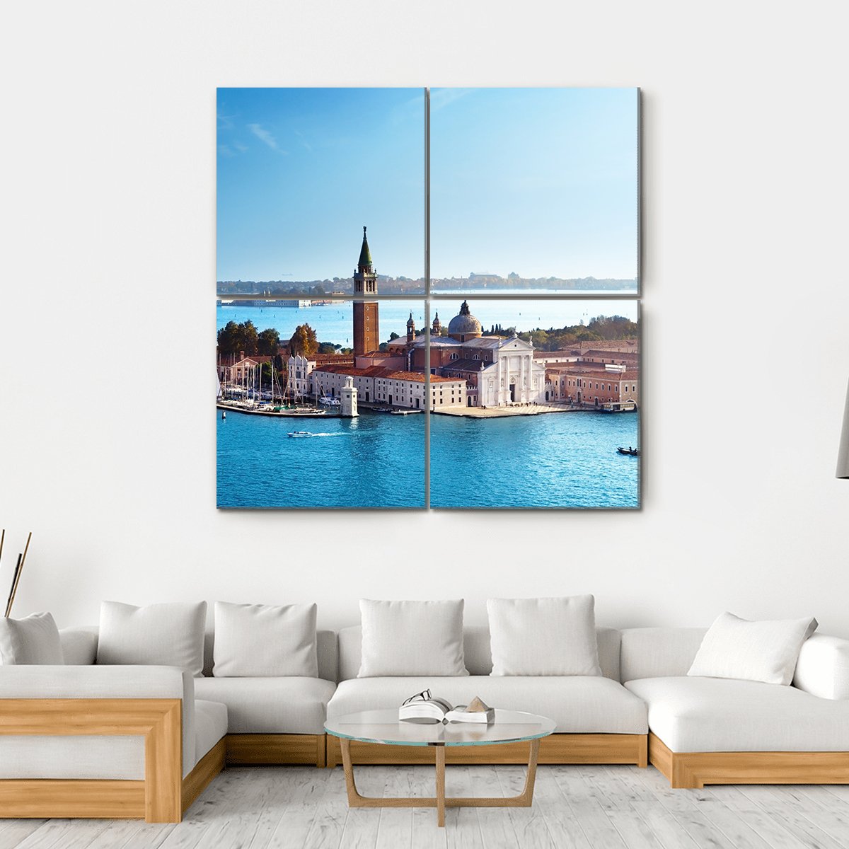 View Of San Giorgio Island In Venice Canvas Wall Art-4 Square-Gallery Wrap-17" x 17"-Tiaracle