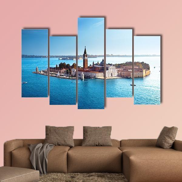 View Of San Giorgio Island In Venice Canvas Wall Art-5 Pop-Gallery Wrap-47" x 32"-Tiaracle